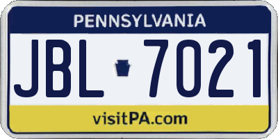 PA license plate JBL7021
