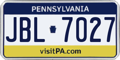 PA license plate JBL7027