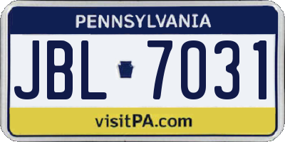 PA license plate JBL7031