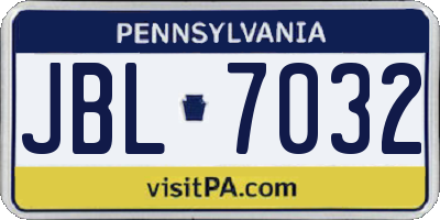 PA license plate JBL7032