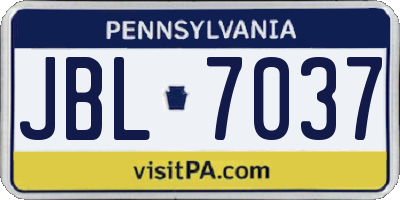 PA license plate JBL7037