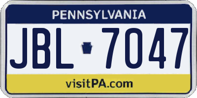 PA license plate JBL7047