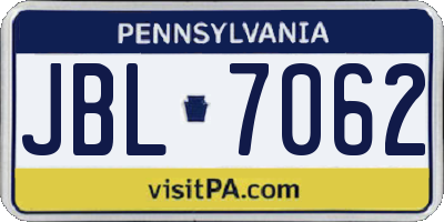 PA license plate JBL7062
