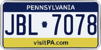 PA license plate JBL7078