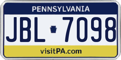 PA license plate JBL7098