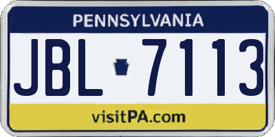 PA license plate JBL7113