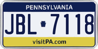 PA license plate JBL7118