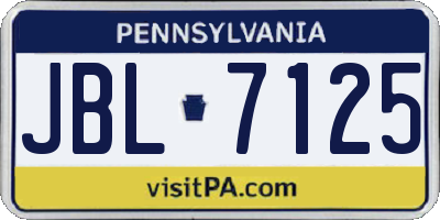 PA license plate JBL7125