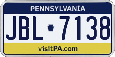 PA license plate JBL7138