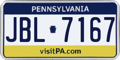 PA license plate JBL7167