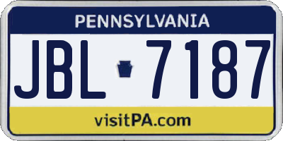 PA license plate JBL7187