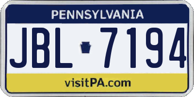 PA license plate JBL7194