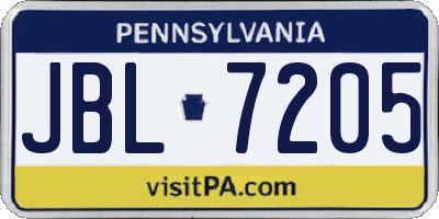 PA license plate JBL7205