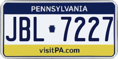 PA license plate JBL7227