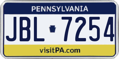 PA license plate JBL7254