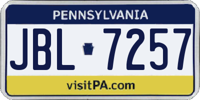 PA license plate JBL7257