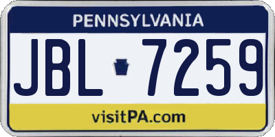 PA license plate JBL7259