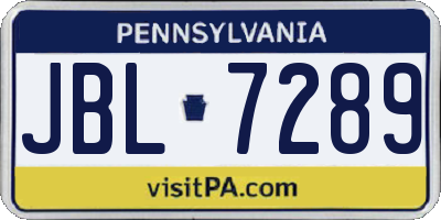 PA license plate JBL7289
