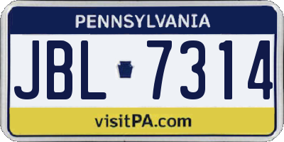 PA license plate JBL7314