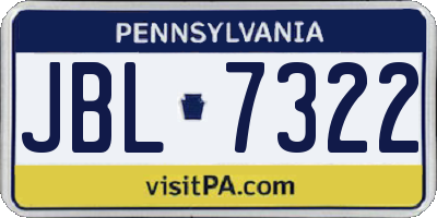 PA license plate JBL7322