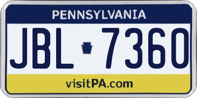 PA license plate JBL7360