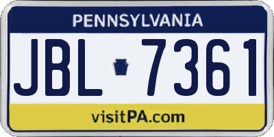 PA license plate JBL7361