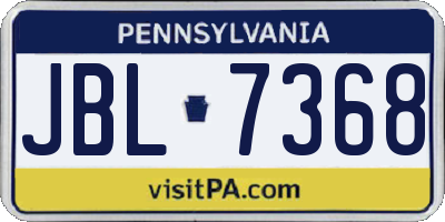 PA license plate JBL7368