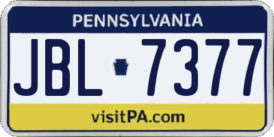 PA license plate JBL7377