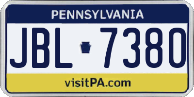 PA license plate JBL7380