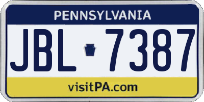 PA license plate JBL7387