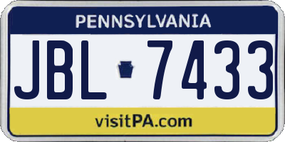 PA license plate JBL7433