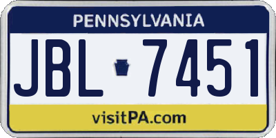 PA license plate JBL7451