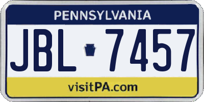 PA license plate JBL7457