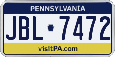 PA license plate JBL7472