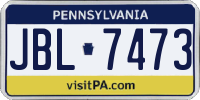 PA license plate JBL7473