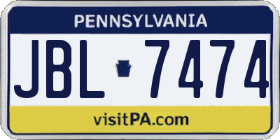 PA license plate JBL7474