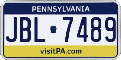 PA license plate JBL7489