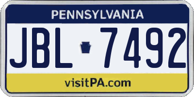 PA license plate JBL7492