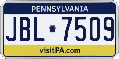 PA license plate JBL7509