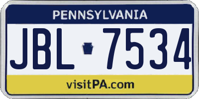PA license plate JBL7534