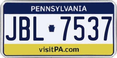 PA license plate JBL7537