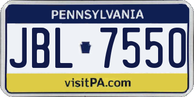 PA license plate JBL7550