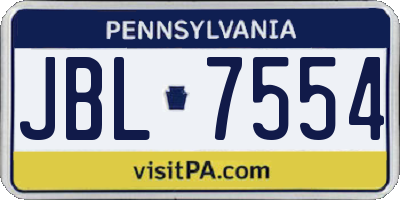 PA license plate JBL7554