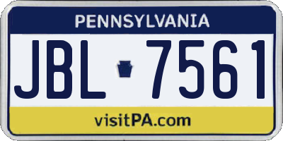 PA license plate JBL7561