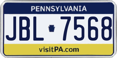 PA license plate JBL7568