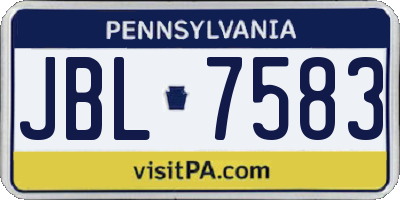 PA license plate JBL7583