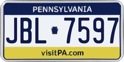 PA license plate JBL7597