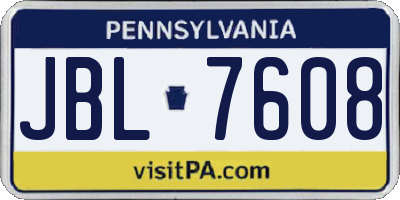 PA license plate JBL7608