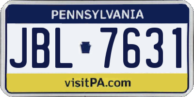 PA license plate JBL7631