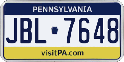 PA license plate JBL7648